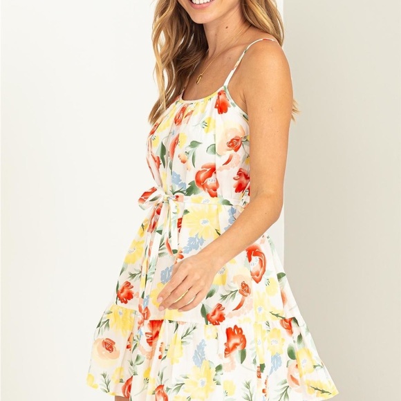 White Floral Mini Fit and Flare Mini Dress NWT - Picture 4 of 7